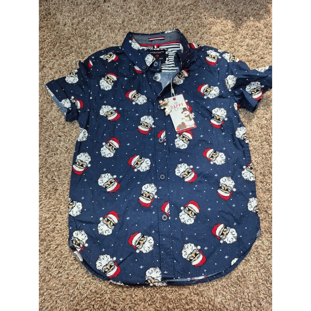Denim & flower santa button up shirt size 7 nwt
